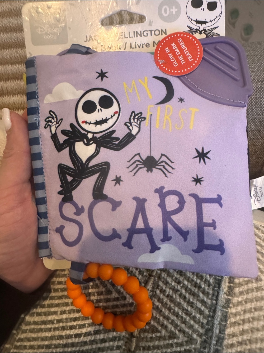 Disney Baby Purple 'My First Scare' Soft Teething Book with Orange Bead Ring